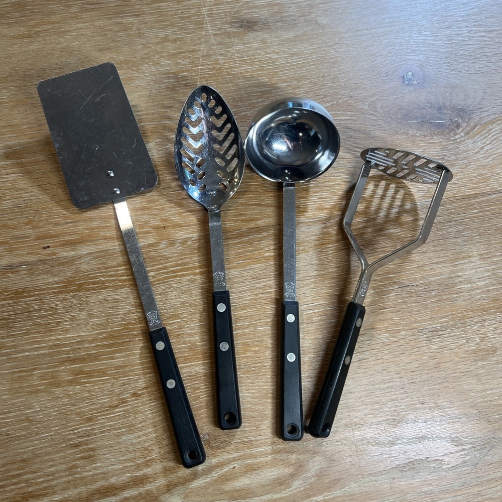 VTG Ekco Vanadium & Flint Kitchen Utensils Spatula Spoon Mash Ladle Lot Set of 4